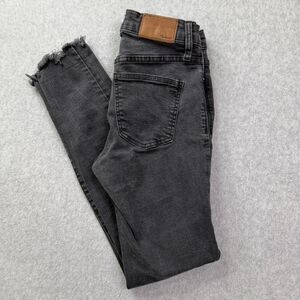 Madewell 9” High Rise Skinny Jeans Womens 25 Gray Button Fly Raw Hem Denim